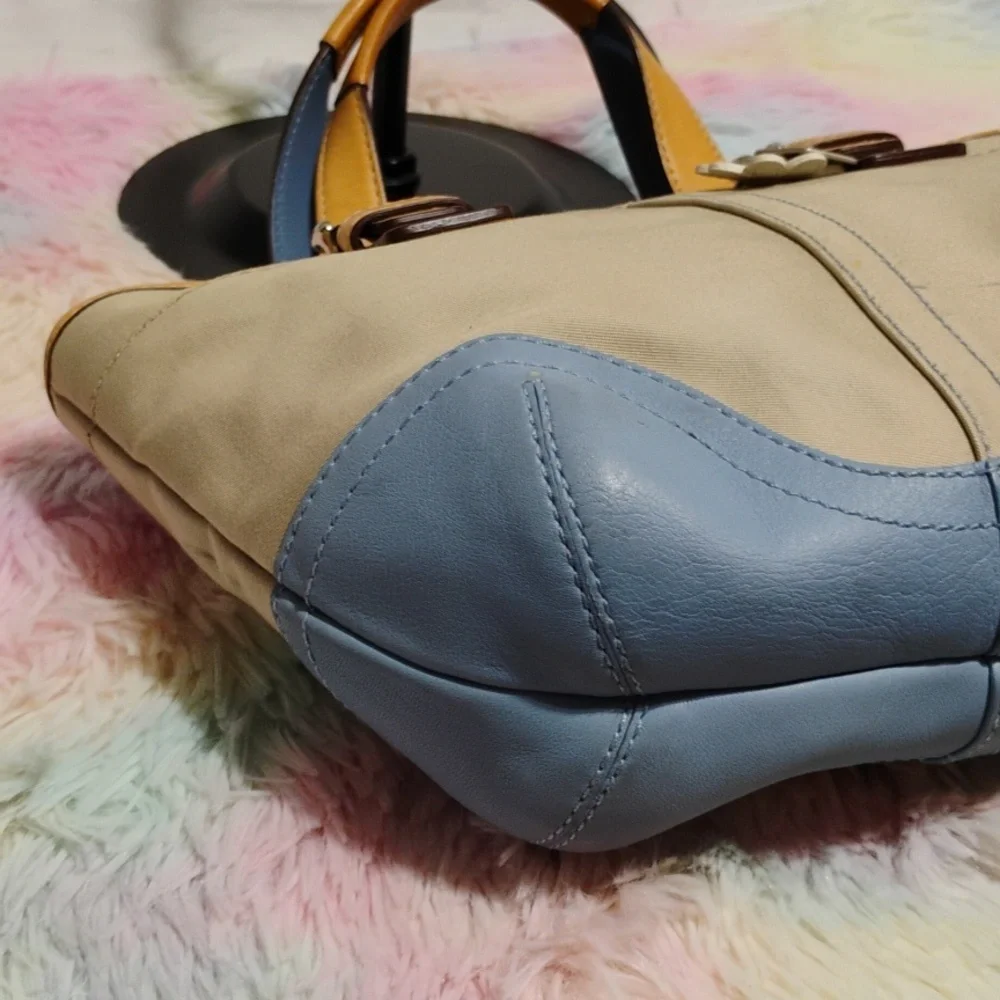 Coach Y2K Blue/Tan Denim & Leather Mini Shoulder Bag W Dust Bag - Picture 7 of 14